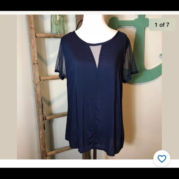 Pixley Scoop Neck Blouse, Sheer Mesh sleeve - Picture 1 of 6